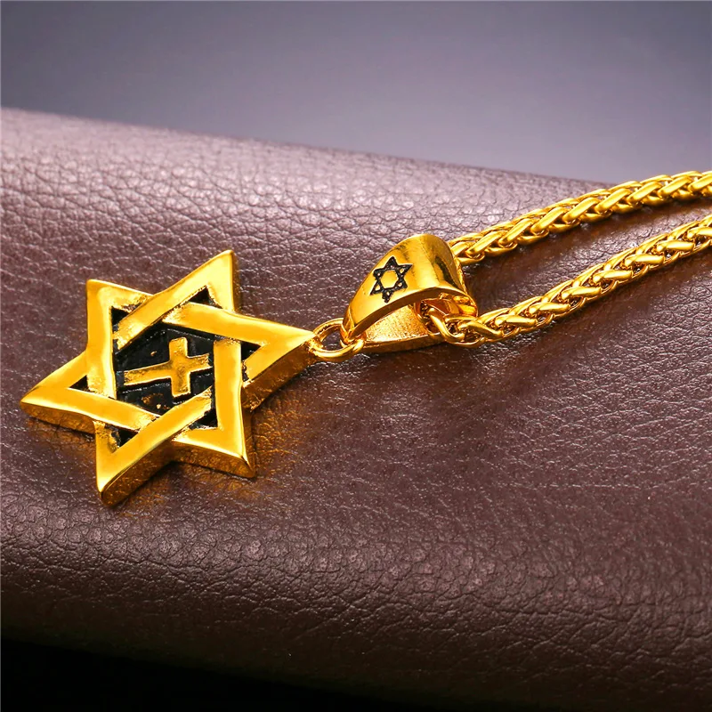Ожерелье Крест Collare из нержавеющей стали P201|magen star of david|star david pendantstar |