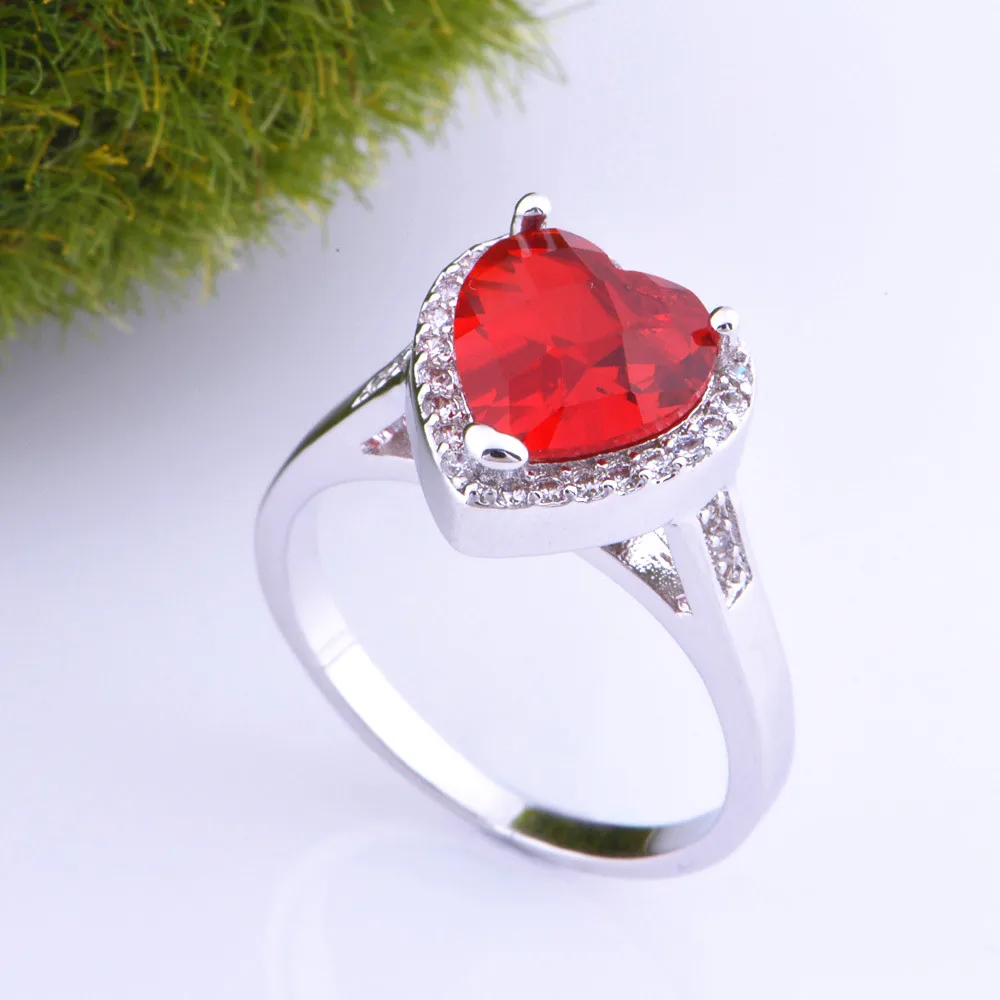 Almei Buy Bulk China Bridal Cubic Zirconia Ring for Women Silver Color Female Rings Wedding Anel Jewelry Crystal Love Heart J123 | Украшения