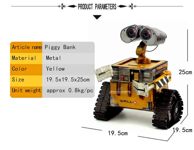 19,5*25 см Прекрасный WALL-E робот Копилка Сейф винтажный Железный арт креативная коробка аксессуары для дома модель украшение для хранения денег подарок