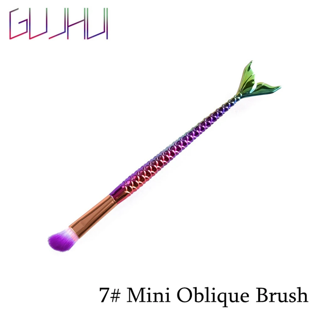 m07 Mini Oblique Bru 1 шт. набор косметических средств для макияжа Русалка рыбий хвост Профессиональные кисти для макияжа Тени для век контурная Тональная основа консилер Румяна Кисть - Handle Color: m07 Mini Oblique Bru