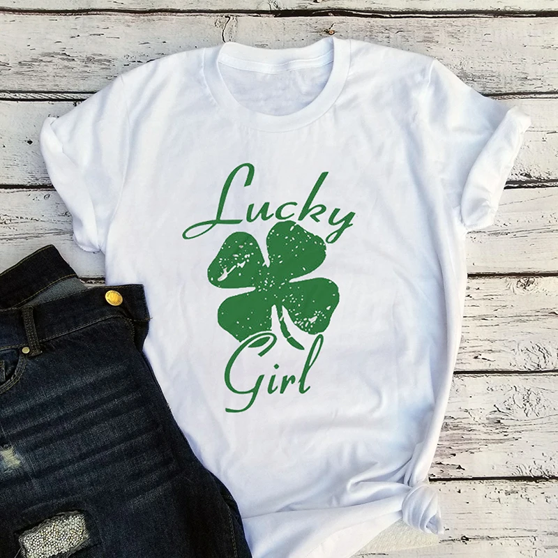 Футболка shamrock Женская в готическом стиле забавная Модная рубашка на удачу с