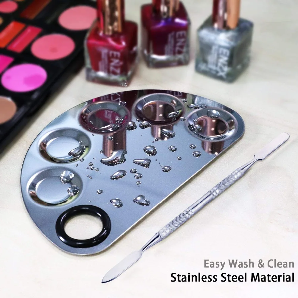 Makeup Palette Spatula Mixing Tray - Stainless Steel Cosmetic Blending Tool (L0552) image 3