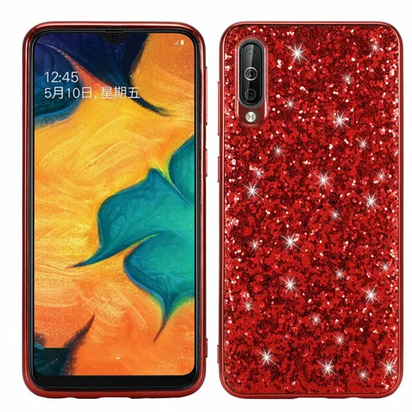 red Чехол для samsung Galaxy A50, роскошный блестящий чехол с блестками, задняя крышка для samsung Galaxy A10 A20 A30 A40 A50 A70, чехол для телефона - Цвет: red