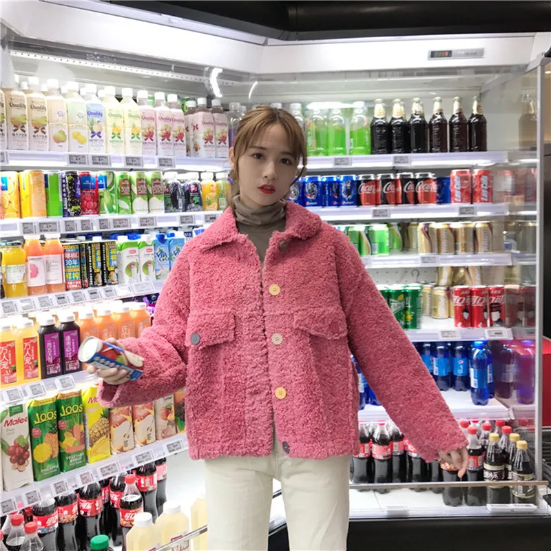 Модное женское пальто из овечьей шерсти новая зимняя одежда парки Короткая