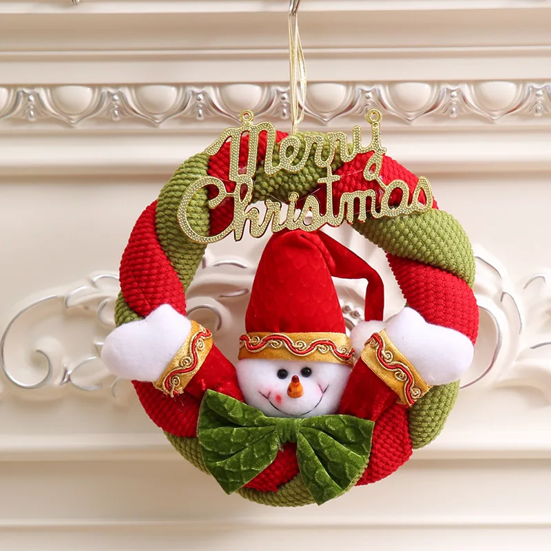 1pc Christmas Ornament Wreaths Plush knitting Santa Clause Snowman Window Door Hanging Garland Xmas pendant Home Decor | Дом и сад