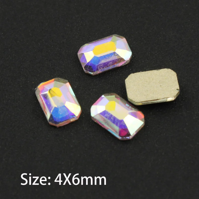 Re-octagonal 4X6mm Лучшие продажи кристалл AB 3D дизайн ногтей Стразы необычной формы кристаллы и камни для DIY художественное оформление ногтей - Цвет: Re-octagonal 4X6mm