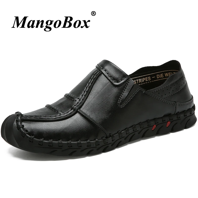 Для мужчин повседневная обувь из натуральной кожи мужские лоферы без каблука