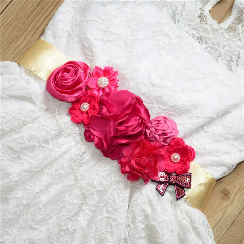 

Sweet Pink Pink Stitching Flower Belt, Bride, Pregnant Woman, Flower Girl, Photo, Portrait, Waist.