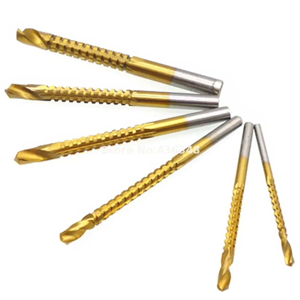 6 шт. быстрорежущее стальное сверло с титановым покрытием для деревообработки 3