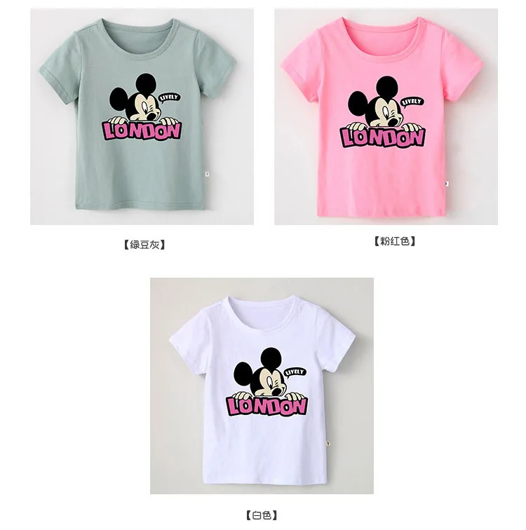 Disney/детская одежда; Новинка года; летняя хлопковая футболка с короткими рукавами и рисунком Микки Мауса Для мальчиков и девочек