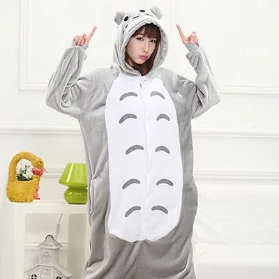Totoro Хэллоуин Взрослых Черная летучая мышь косплей Кигуруми костюм для женщин вечерние аниме-комбинезон onesies фланель Рождество пижамы - Цвет: Totoro