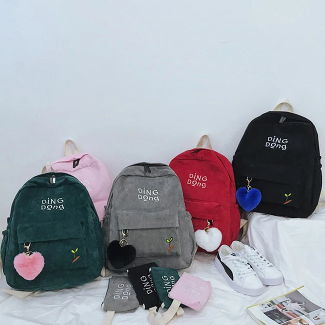 2019 женский рюкзак Новый вельветовый Повседневный Универсальный наплечный