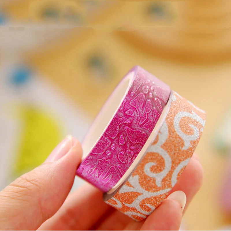 10pcs/lot Colorful Glitter Washi Tape DIY Scrapbooking Dairy Photo Album Decorations Adhesive Masking Tapes Office Stickers | Канцтовары