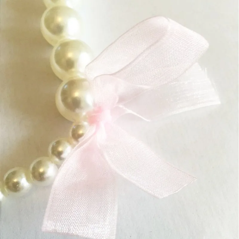 Классическое кружевное ожерелье с имитацией жемчуга и бантом на цепочке для