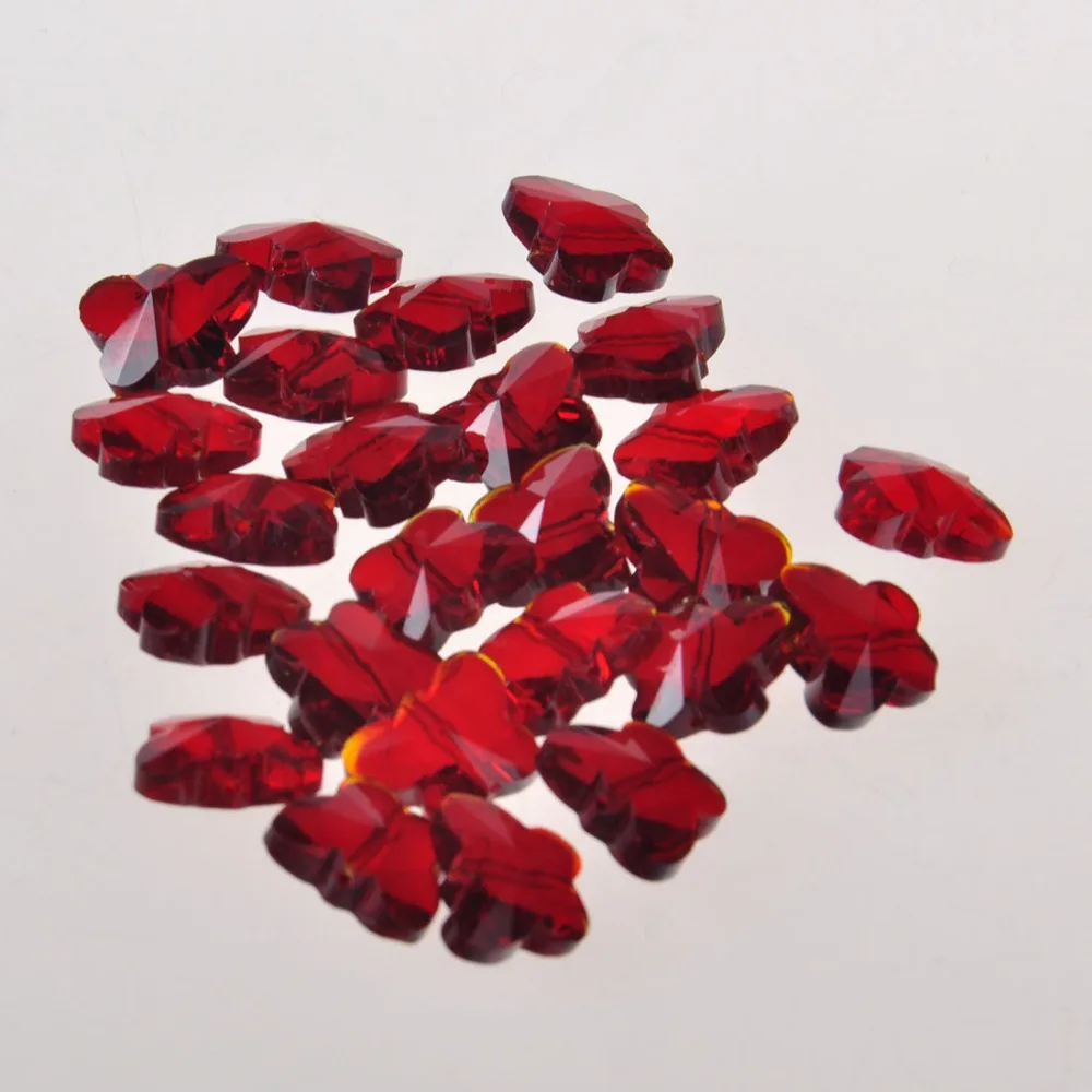 200 шт. красная стеклянная лампа с кристаллами Бабочка бусины соединители 14 мм