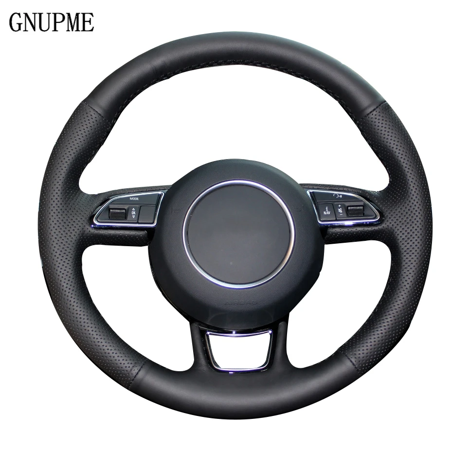 GNUPME черный микрофибра кожаное рулевое колесо Крышка для AUDI A1 A3 A4 A5 A6 A7 S6