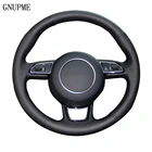 GNUPME черный микрофибра кожаное рулевое колесо Крышка для AUDI A1 A3 A4 A5 A6 A7 S6 автомобиль специальный алюминиевый сплав замок ремня крышки рулевого колеса