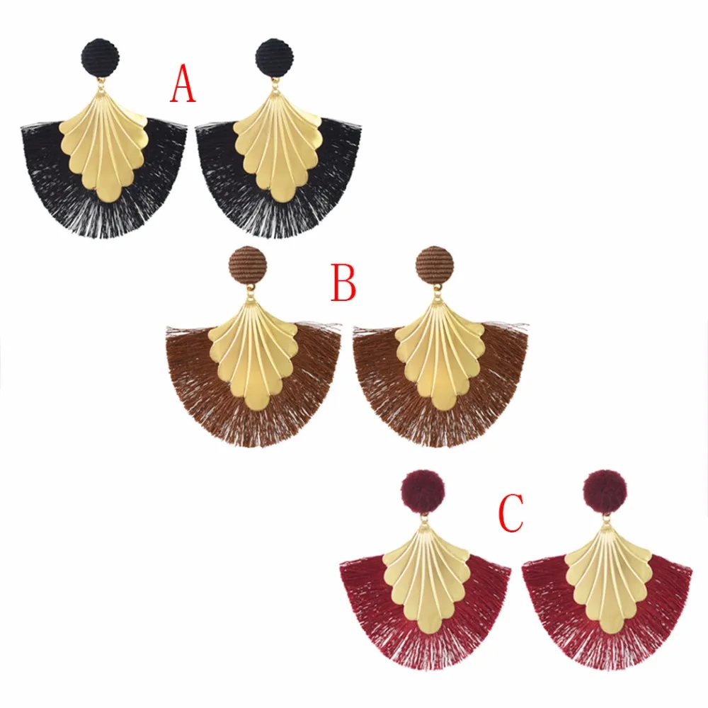 2018 новые модные висячие серьги в форме веера из сплава на пуговицах для женщин