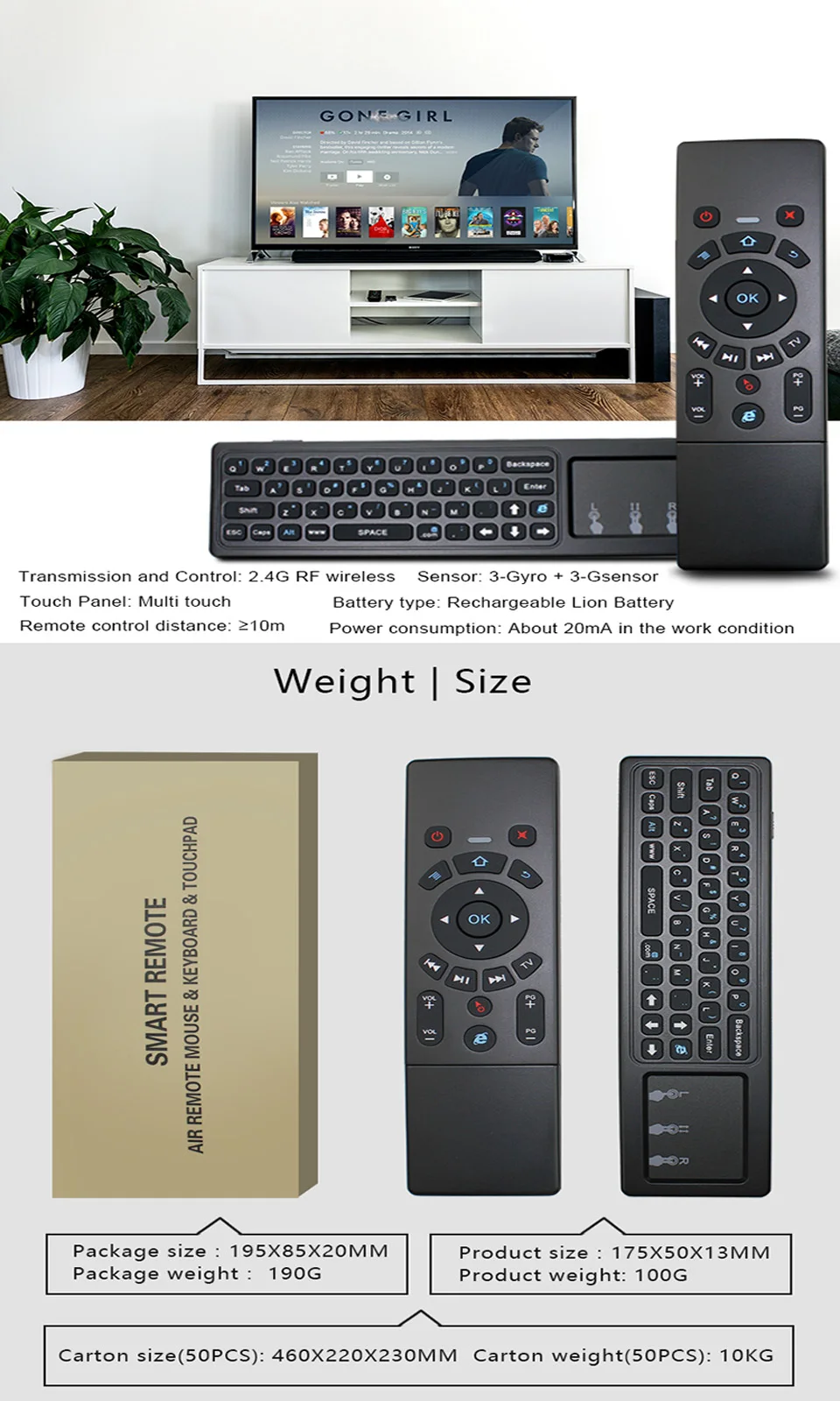 T6 Air mouse, английская версия, 2,4G, Fly mouse, клавиатура, беспроводной тачпад, пульт дистанционного управления для tv Box, Smart tv, компьютерный проектор