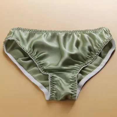 LIGHTGREEN NK001 Чистый шелк, средняя талия, глянцевые одноцветные женские трусики, шелк тутового цвета, трусы больших размеров L XL XXL - Цвет: LIGHTGREEN NK001