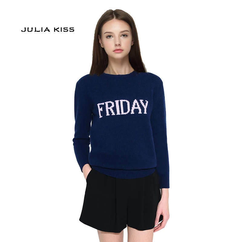 Женский свитер с вышивкой и надписью понедельника по воскресенье 7 цветов