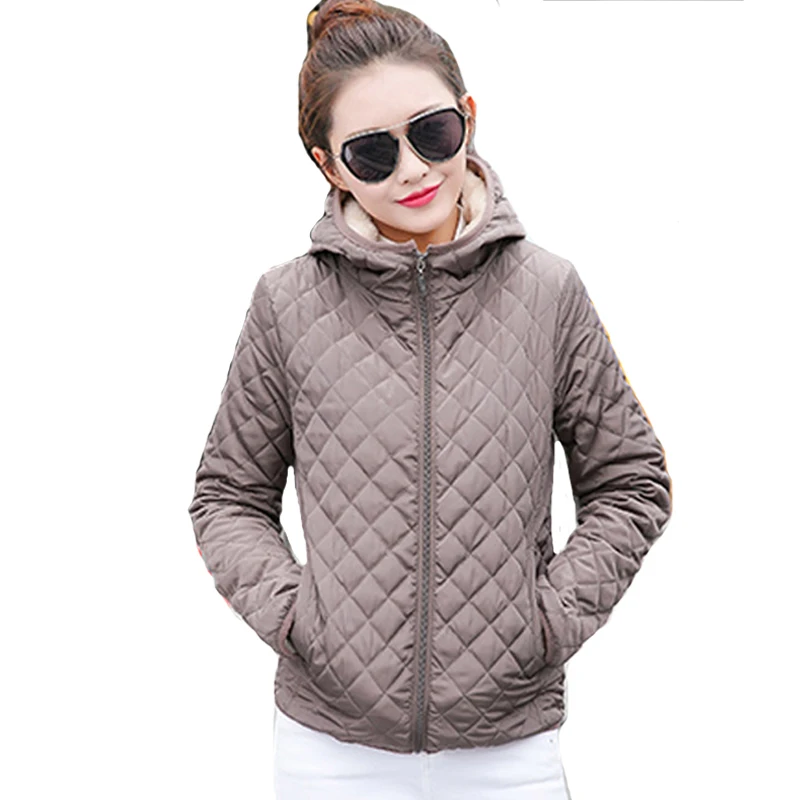 

2021 solid black red short winter women basic jacket autumn thin fleece hooded womens coat casual outerwear casaco feminino
