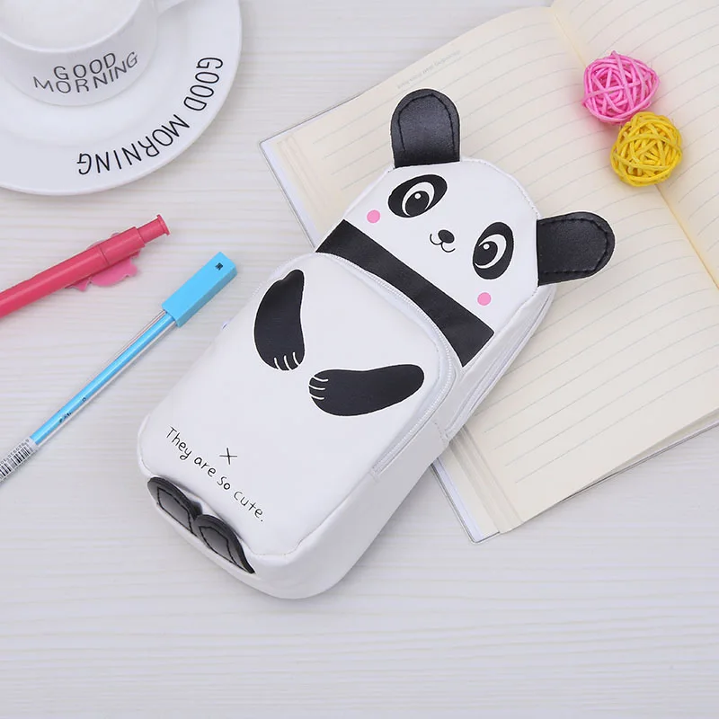Мультфильм кожаный кошка кролик Panda Карандаш сумка милые животные Ручка сумки