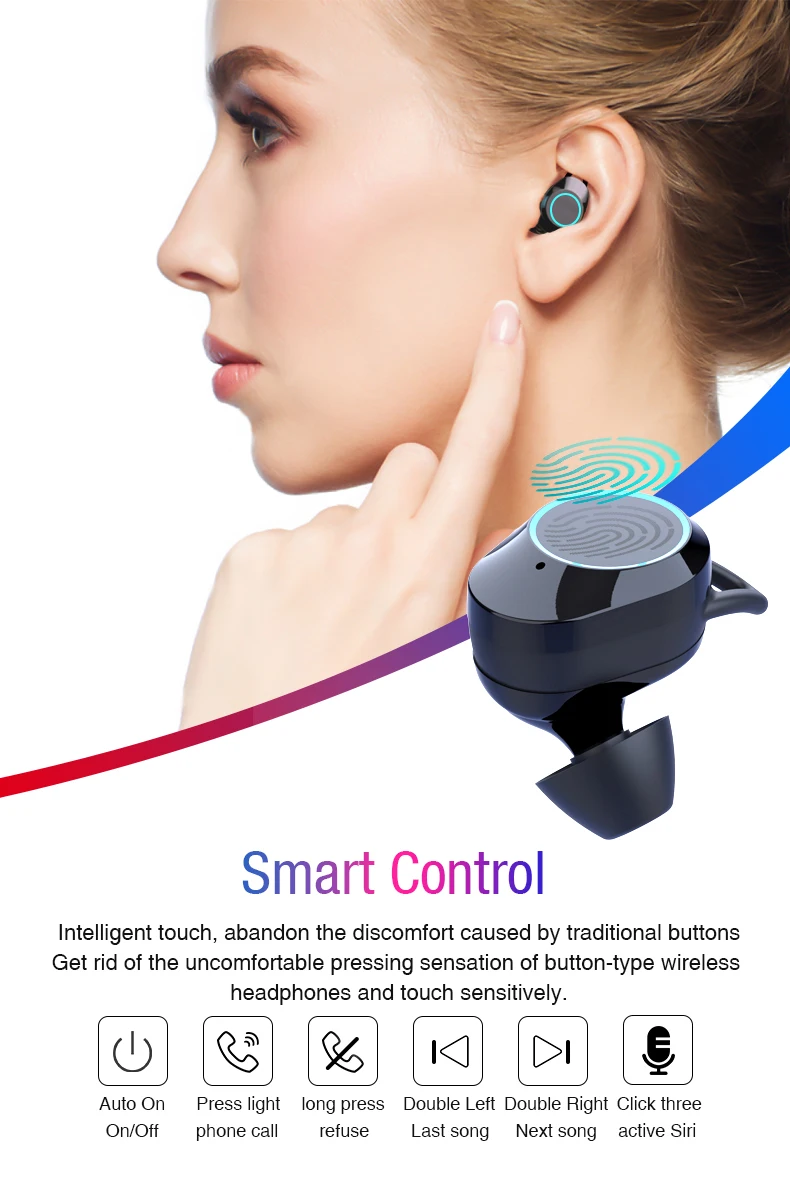 LYMOC 6D bluetooth наушники 5,0 беспроводные наушники светодиодный дисплей батареи CVC8.0 HiFi сенсорные гарнитуры 3300 мАч Зарядка для iPhone Android