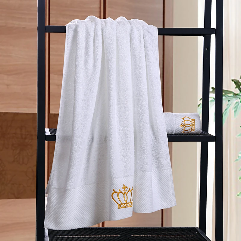 Корона вышитые белое отельное полотенце набор хлопок 600GSM полотенца Банные для