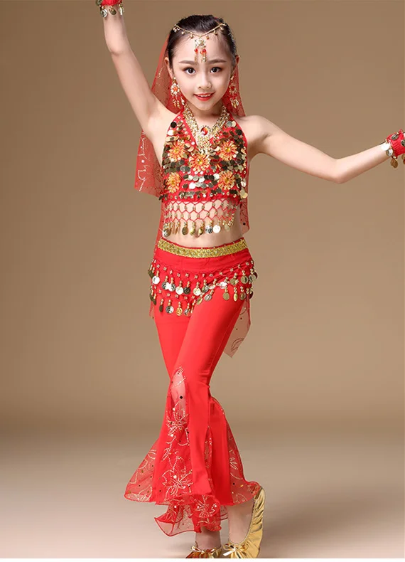 

Child Belly Dance Skirt Costume Set Indian Dance Costume Child Clothes Belly Dance Costume Girl 2pcs 3pcs Clothes + Pants