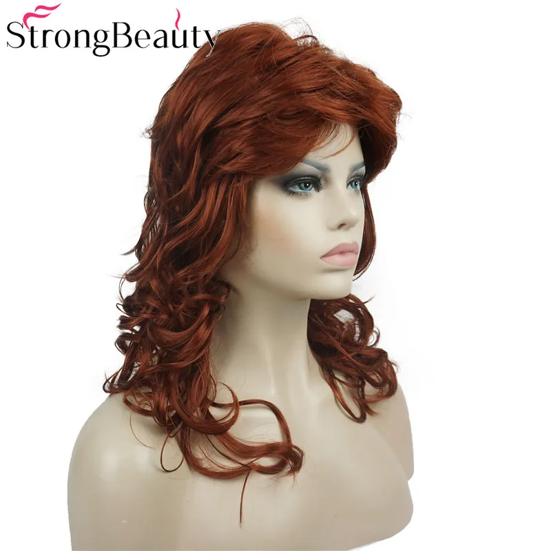 StrongBeauty длинные вьющиеся бордовые парики женские синтетические светлые волосы
