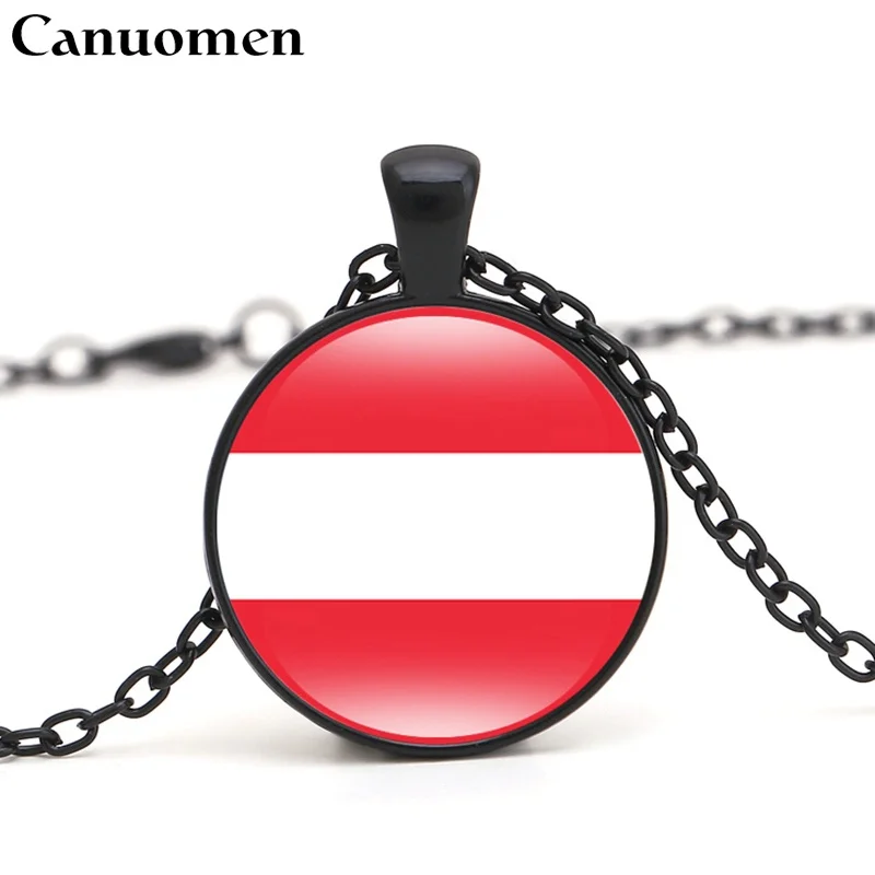 Canuomen, Германия, кулон в форме флага, ожерелье, Центральная Европа, страна АВСТРИЯ, Польша, Чешская Республика, Словакия, любовь, город, Женские Ювелирные изделия - Окраска металла: Austria-Black