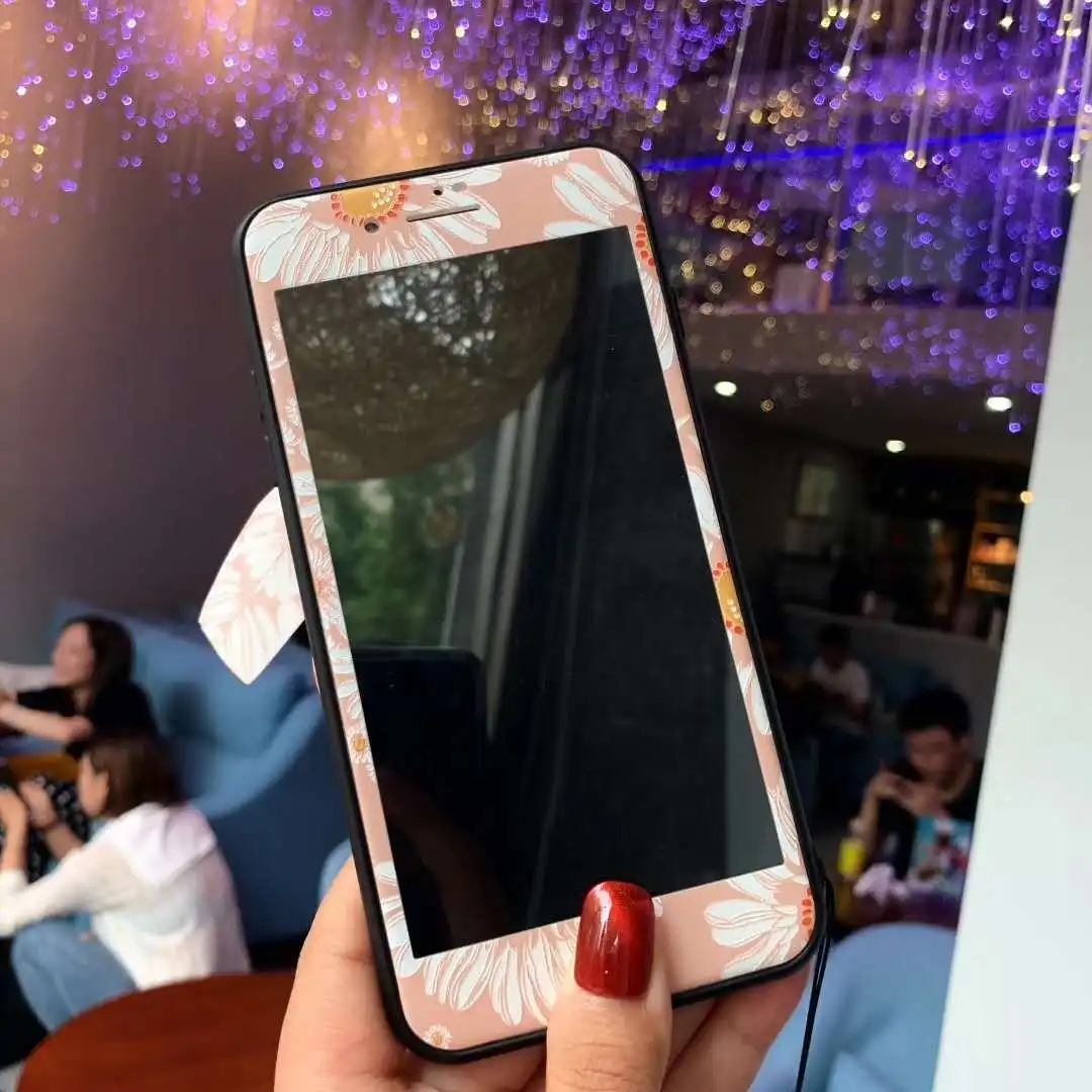 Only Glass film Для iPhone XS Max 3D цветок задняя крышка+ пленка для экрана из закаленного стекла для iPhone X XR 7 8 6s Plus чехол бант Подвеска+ ремни - Цвет: Only Glass film