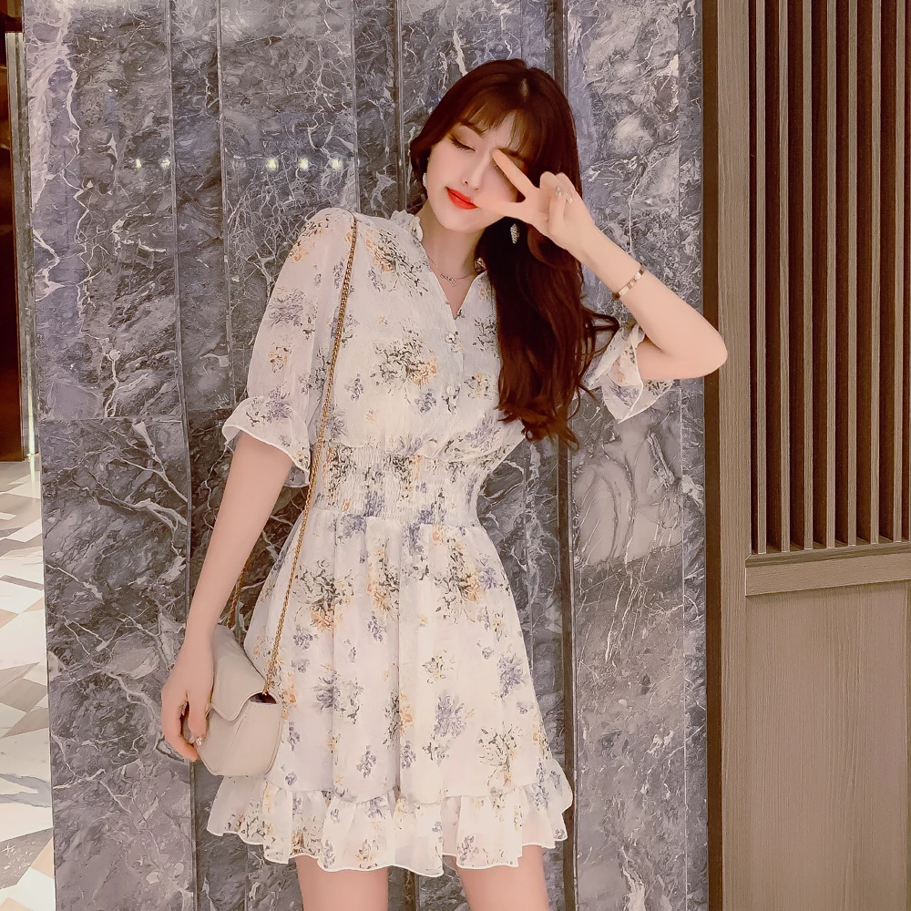 Женское короткое платье брюки клеш с эластичным поясом v образным вырезом