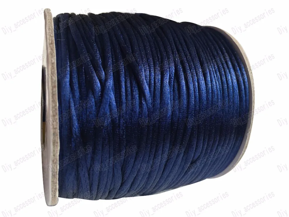 

1.5mm Navy Blue Rattail Satin Nylon Cord Chinese Knot Beading Cord+Macrame Rope Bracelet Cords Accessories 80m/roll