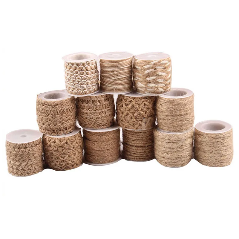Джутовый шпагат 5 м рулон веревки из пеньковой в рустикальном стиле для упаковки