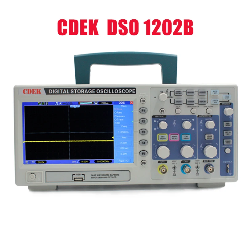 Осциллограф CDEK DSO1202B цифровой 2 канала 200 МГц настольный ЖК USB осциллограф большой 7