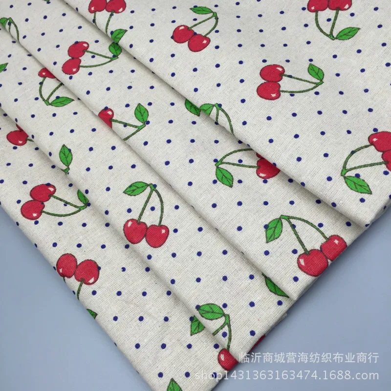 BIG LY 50x150cm Cotton Linen Fabric Print Red Cherry DIY Home Deco Table Cover Throw Pillow Case | Дом и сад