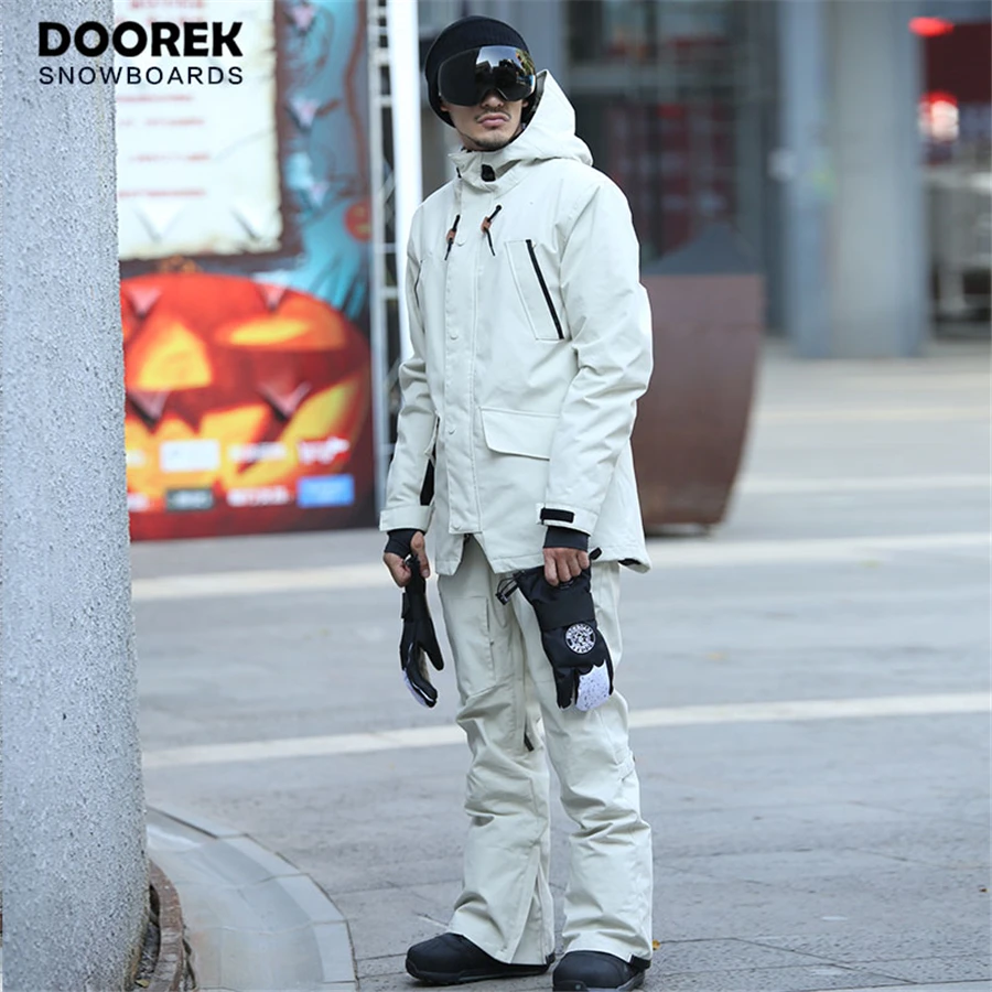 

DOOREK Women Men Snowboard Camo Ski Jacket Pants Waterproof Warm Outdoor Camping Hiking Snowboard Hooded Jacket Men Ski Suit 17