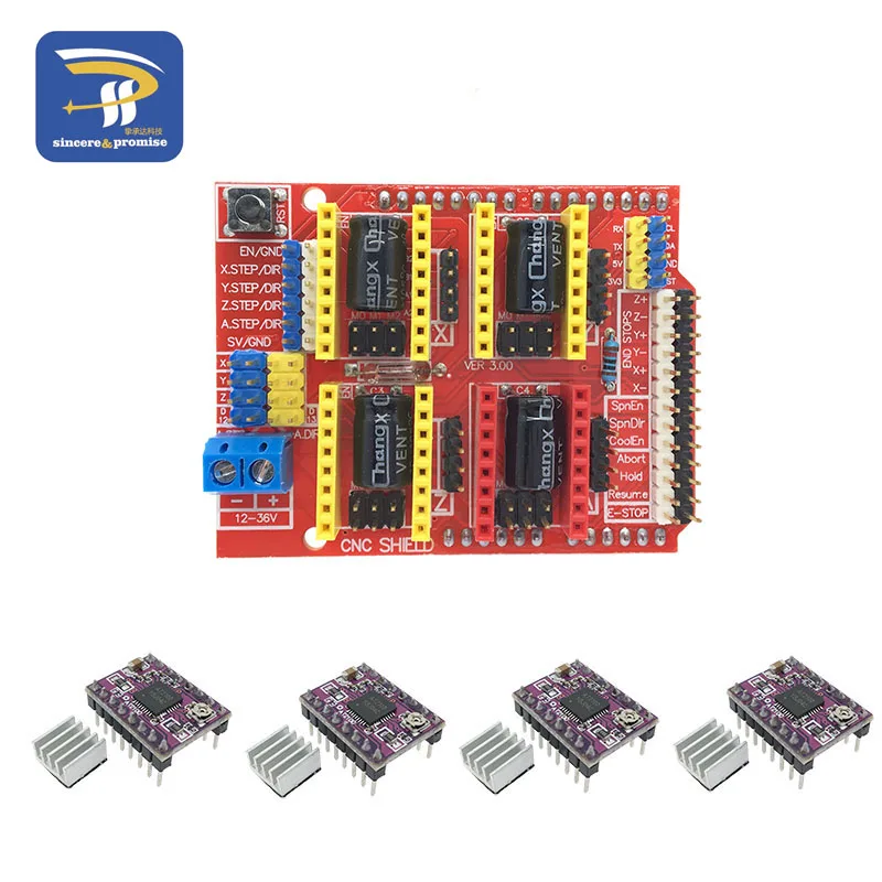 AT2100 CNC щит V3 гравировальный станок 3D Printe+ 4 шт. A4988/DRV8825/AT2100 Плата расширения драйвера для Arduino UNO R3 - Цвет: AT2100