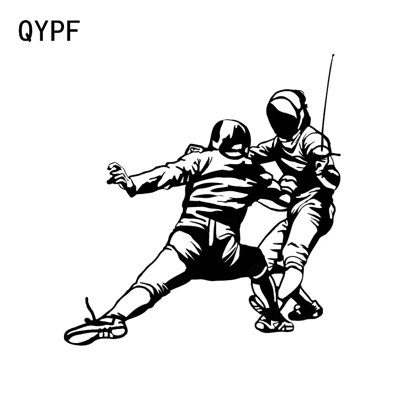 QYPF 14 2*15 см Спорт Фехтование Боевая машина стикер силуэт винил черный/серебристый