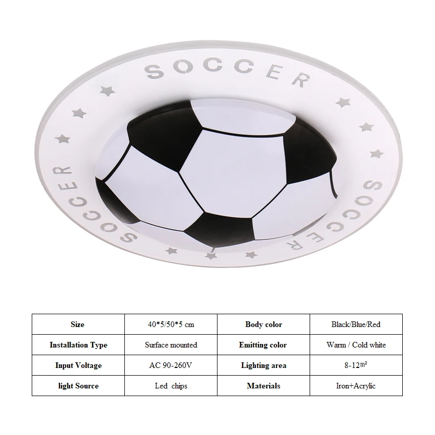 

Creative Dimmable Color Football Ceiling Lights Round Lamp Black Blue Red Hanging Lights Children Kids Room Nordic Ceiling Lamp