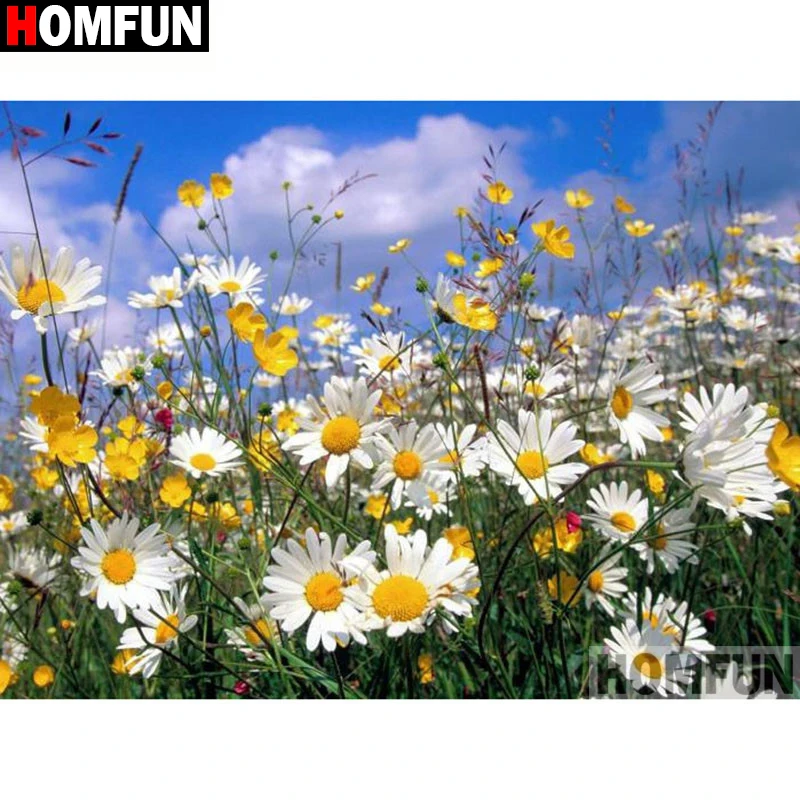 Алмазная 5D живопись HOMFUN Цветочный пейзаж полноразмерная/круглая вышивка