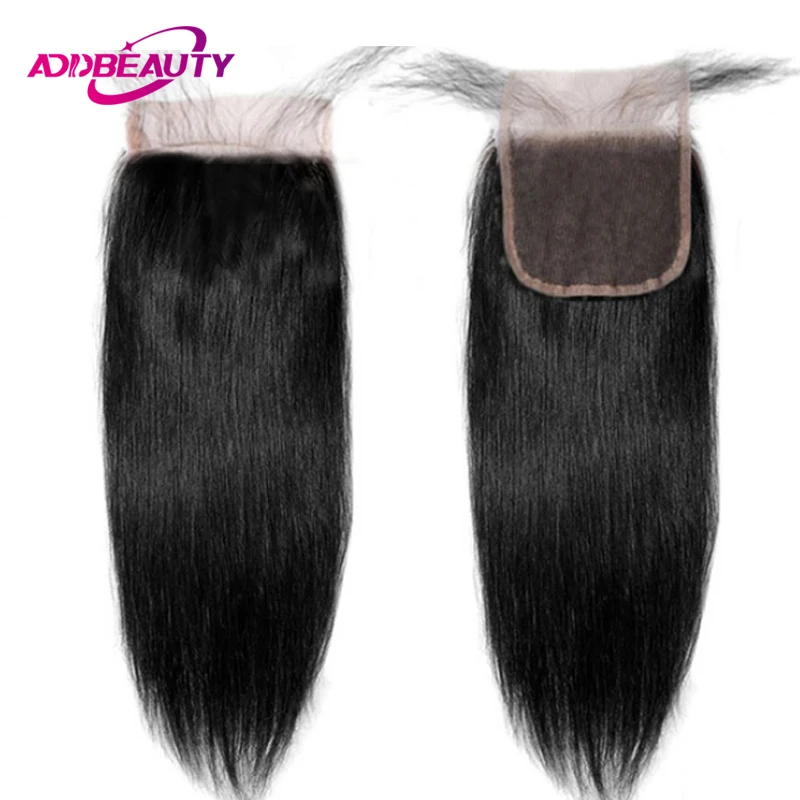 AddBeauty прямые 4x4 синтетическое закрытие шнурка волос с ребенком Девы человеческие