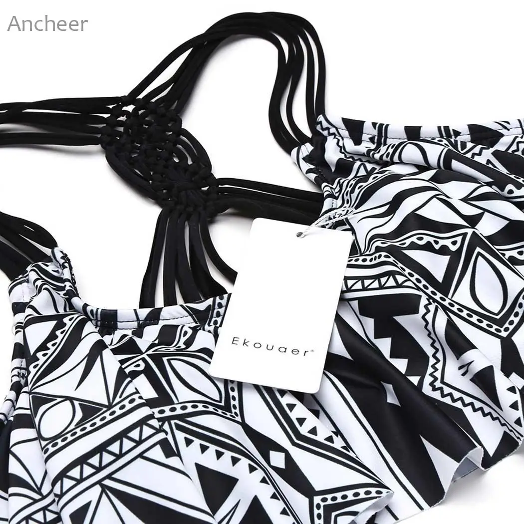 Эластичный сексуальный женский купальник-бикини с подкладом и рюшами | Спорт