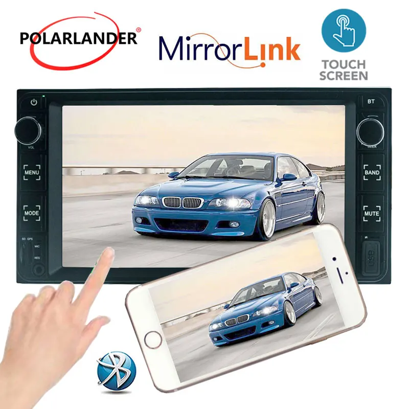 7 дюймов 2 Din сенсорный экран дисплей Зеркало Ссылка автомобиль MP5 плеер FM радио USB