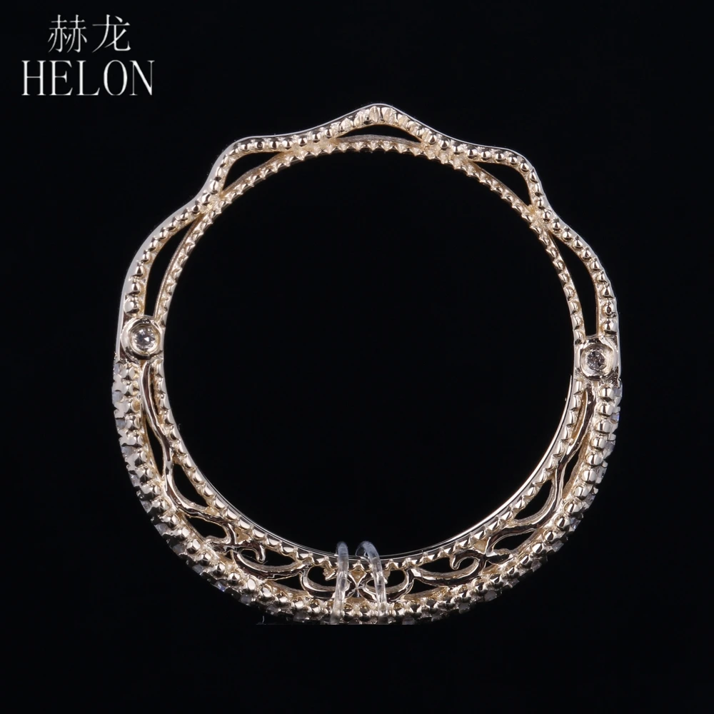 

HELON Solid 14K Yellow Gold 0.2ct Round 100% Genuine Natural Diamond Enagement Wedding Women Vintage Jewelry Elegant Unique Ring