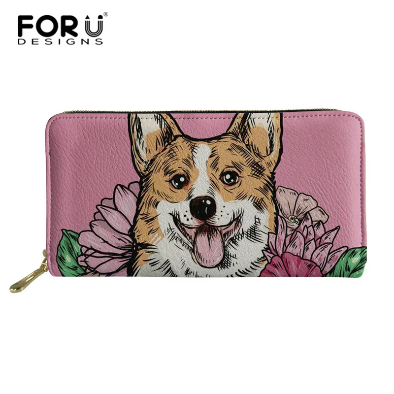 FORUDESIGNS/милые корги, женские кошельки, Рождественская собака, Дамская искусственная кожа, Длинный кошелек, большой емкости, модный клатч для денег и телефона - Цвет: Z3013Z21