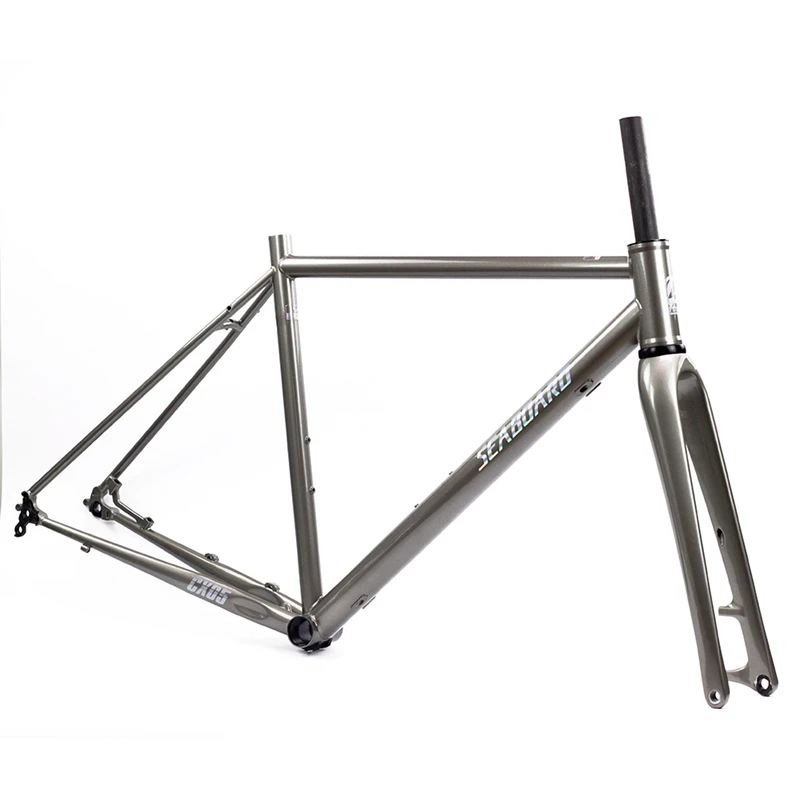 gray Seaboard Tsunami Chromoly Steel Road Bike Cyclocross Frameset Frame Carbon Fork Thru Axle Cr-mo Steel CX Gravel 700C Frame - Цвет: gray