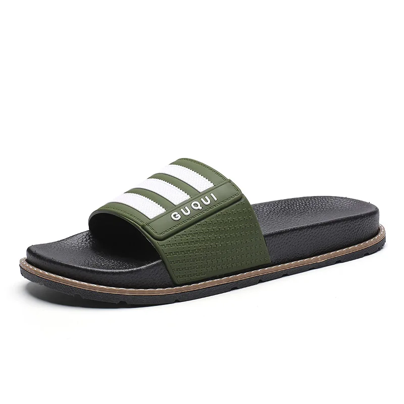 Men Slippers Green Мужские шлепанцы, обувь известного бренда модная мягкая летняя водонепроницаемая обувь мужские сандалии на открытом воздухе Для мужчин пляжная обувь, шлепанцы на плоской подошве; резиновые шлёпанцы для женщин - Цвет: Men Slippers Green